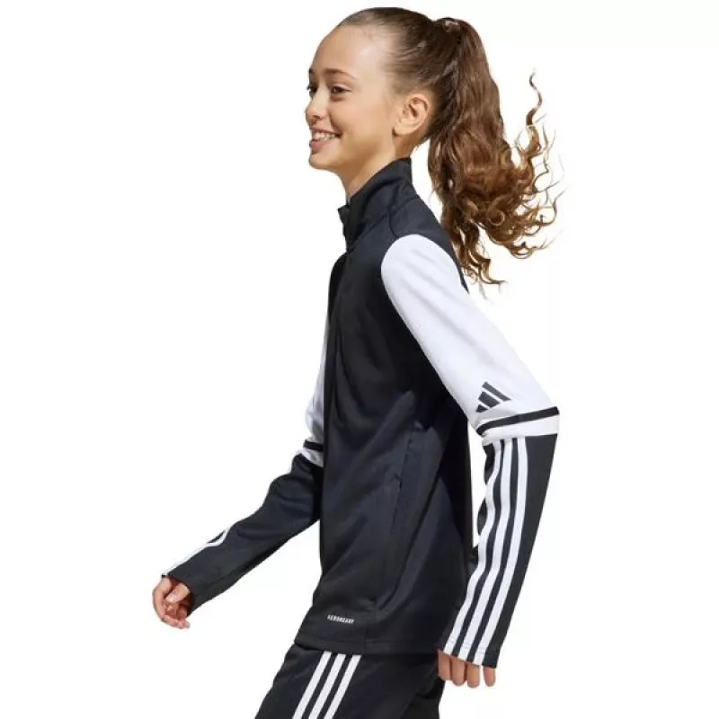 adidas Squadra 25 mikina s kapucňou detská čierna/biela 140cm