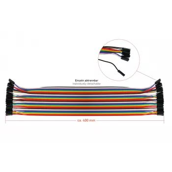 Kabelmeister 40-Pin Jumper Wire sada, 3 pásky (samec-samec, samica-samica, samec-samica), 20 cm, 24 AWG, dúhové farby, pre Arduino, Raspberry Pi, Breadboard