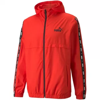 PUMA ESS+ Tape Windbreaker pánska bunda červená