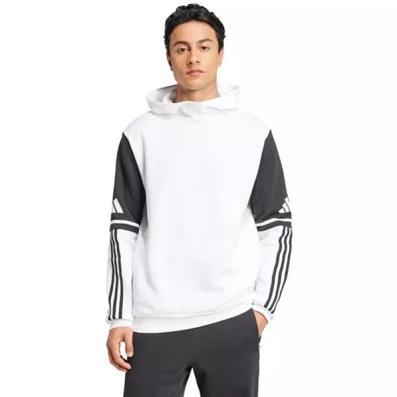 adidas Squadra 25 mikina s kapucňou pánske biela/čierna veľkosť S