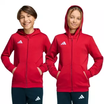 adidas Entrada 26 mikina s kapucňou na zips deti červená KH1781 152 cm