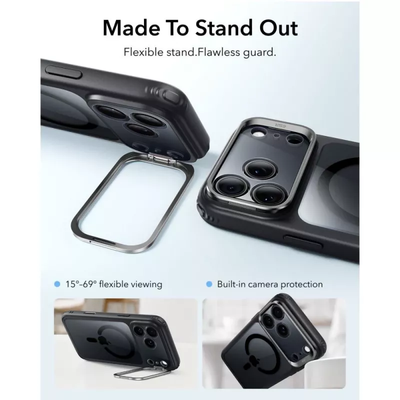 ESR Classic Hybrid Kickstand MagSafe puzdro pre iPhone 17 Pro / 18 Pro priehľadná/čierna