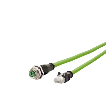 METZ CONNECT 142M2X25100 priemyselný ethernetový kábel - 10 m Cat 6a S/FTP, konektor samec M12 X-kódovaný na konektor samec RJ45, bezhalogénový zelený