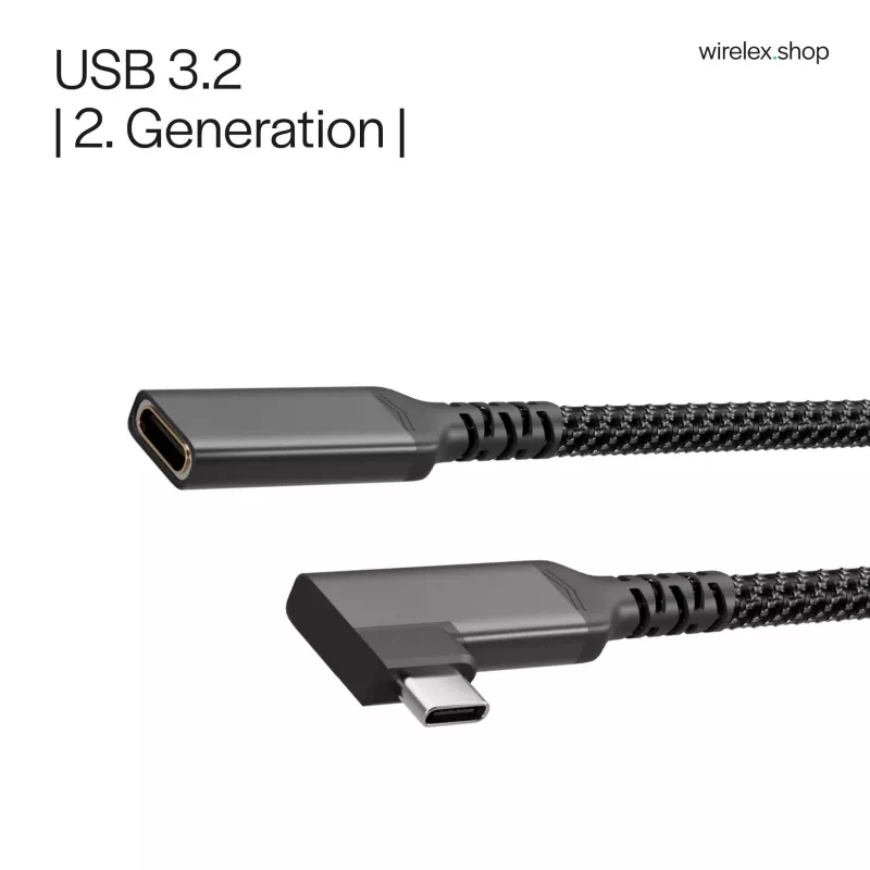 ShiverPeaks USB-C predlžovací kábel USB-C/C 3.2 PD 90° - kábel - digitálny/dátový