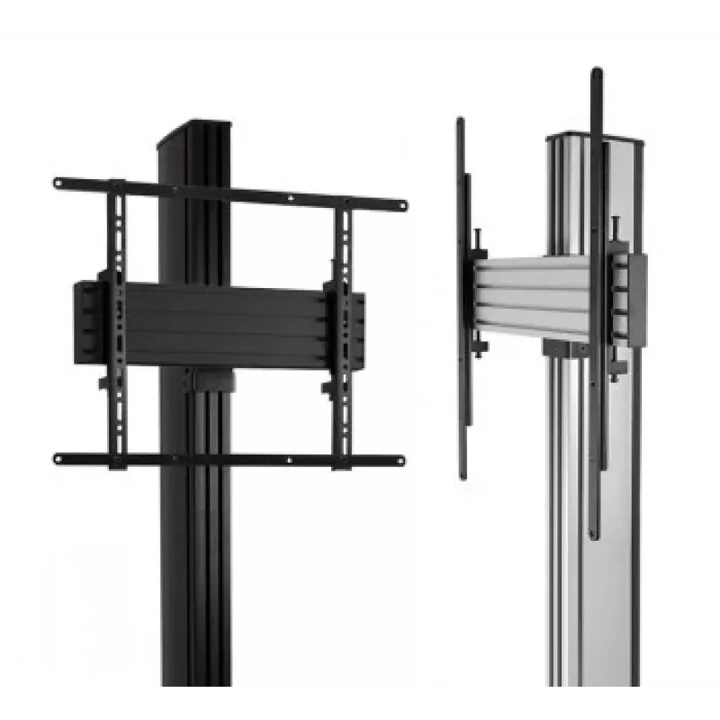 B-TECH AV SYSTEM X - univerzálny dvojitý podlahový stojan pre ploché obrazovky (VESA 600 x 400) - 2,4 m, čierny