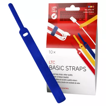 LABEL THE CABLE LTC BASIC STRAPS suchý zips na káble, 17 cm, balenie 10 ks, viacfarebné (modrá, žltá, červená)