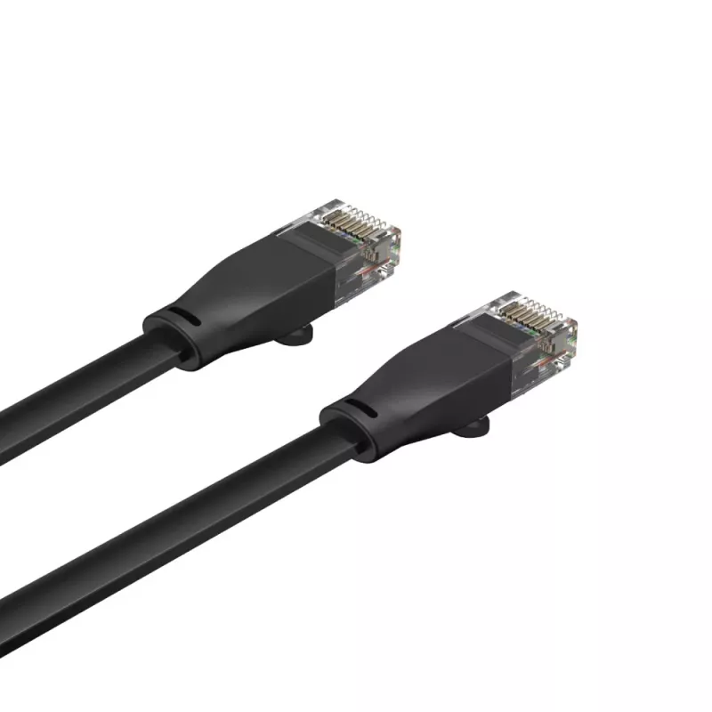 UNITEK Cat.6 UTP plochý kábel 10m čierny RJ45 Snagless Gigabit Ethernet