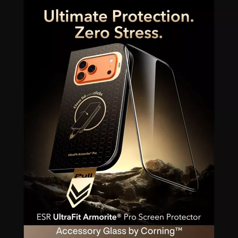 ESR UltraFit Armorite Pro tvrdené sklo ochrana displeja pre iPhone 17 Pro Max / 18 Pro Max - čierna