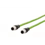 METZ CONNECT M12 D-kódovaný priemyselný Ethernet patch kábel, 4-pólový konektor samec na 4-pólový konektor samec, 5m, PUR zelená