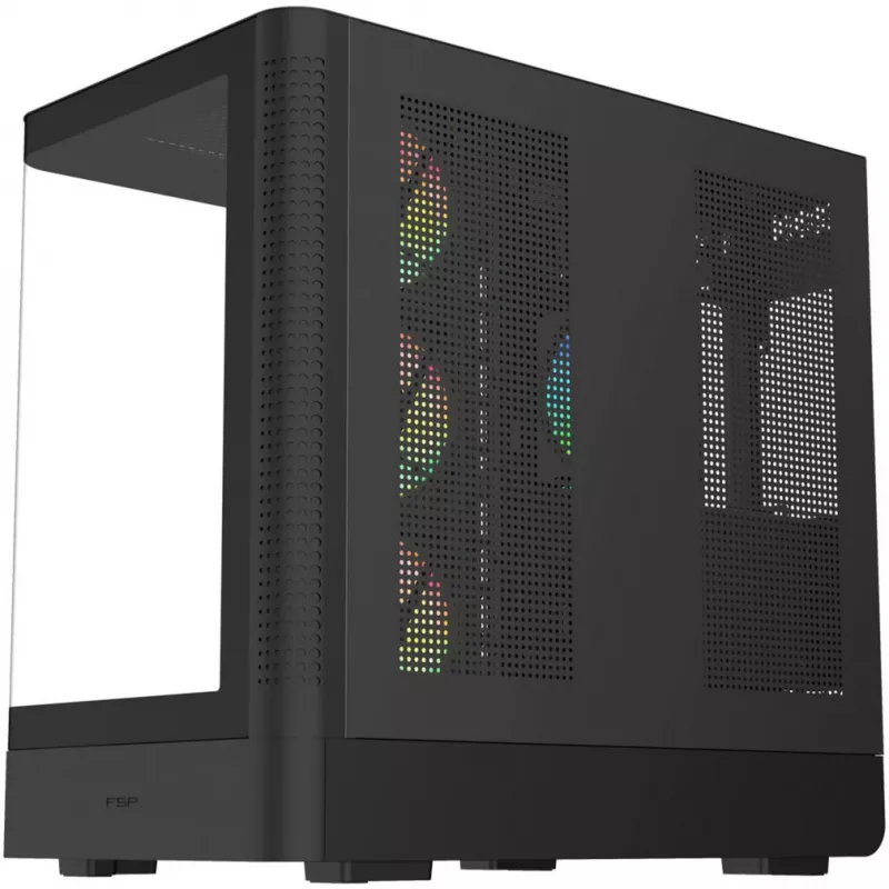 Fortron M581 Mid-Tower skriňa, čierna, panoramatické tvrdené sklo, 4x ARGB ventilátory