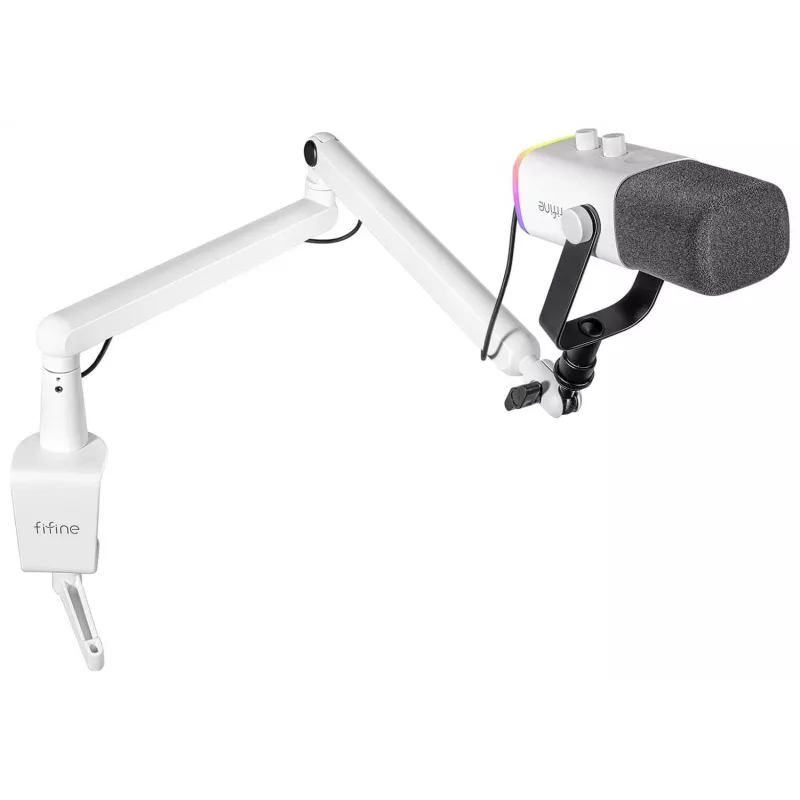 FIFINE TAM8W dynamický XLR/USB podcastový mikrofón s ramenom, biely