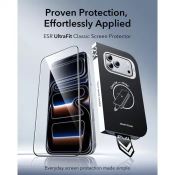 ESR Ultra-Fit Classic tvrdené sklo na displej balenie 2 ks pre iPhone 17 Pro / 18 Pro - čierna