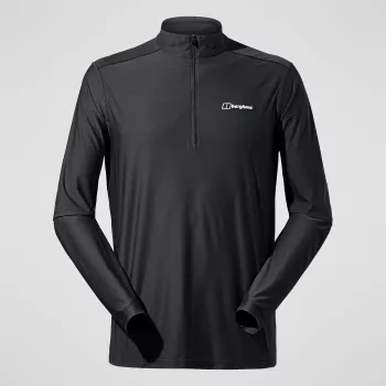 Berghaus 24/7 Tech Tee LS HZ Jet Black pánske tričko s dlhým rukávom a polovičným zipsom