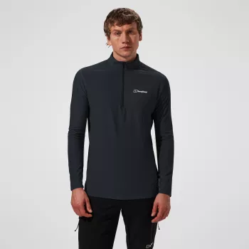 Berghaus 24/7 Tech Tee LS HZ Jet Black pánske tričko s dlhým rukávom a polovičným zipsom