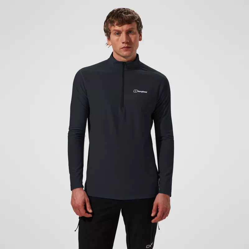 Berghaus 24/7 Tech Tee LS HZ Jet Black pánske tričko s dlhým rukávom a polovičným zipsom