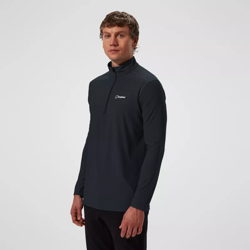 Berghaus 24/7 Tech Tee LS HZ Jet Black pánske tričko s dlhým rukávom a polovičným zipsom