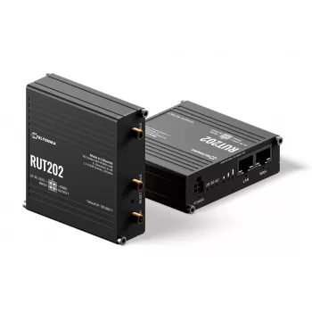 Teltonika Networks RUT202 4G LTE WLAN router, Dual-SIM, 2x Ethernet, montáž na DIN lištu/stenu, hliník