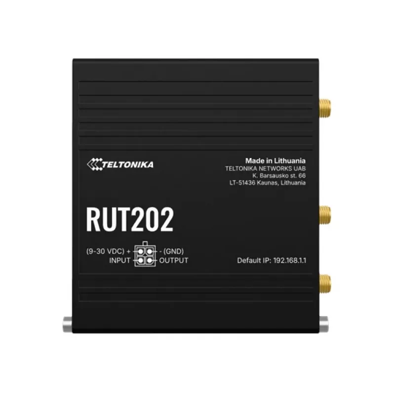 Teltonika Networks RUT202 4G LTE WLAN router, Dual-SIM, 2x Ethernet, montáž na DIN lištu/stenu, hliník
