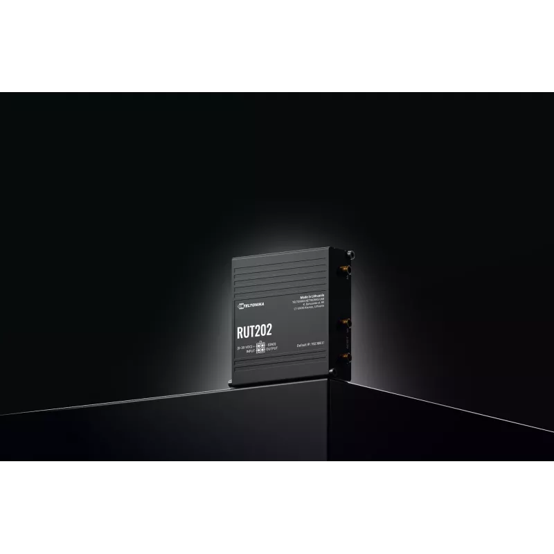 Teltonika Networks RUT202 4G LTE WLAN router, Dual-SIM, 2x Ethernet, montáž na DIN lištu/stenu, hliník