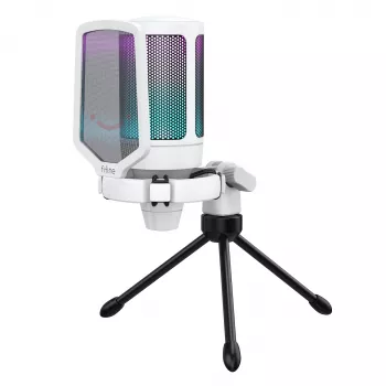FIFINE A6V AMPLIGAME RGB štúdiový kondenzátorový USB mikrofón, kardioidná charakteristika, biela