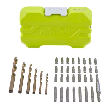 Ryobi RAK38SDD 38-dielna sada bitov na vŕtanie a skrutkovanie s 24 x 25mm skrutkovacími bitmi, HSS a kamennými vrtákmi, držiakmi matíc, magnetickým držiakom a kufrom