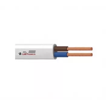 H05VVH2-F 2x1 mm² biely flexibilný PVC plochý kábel, dvojlinka, 50m