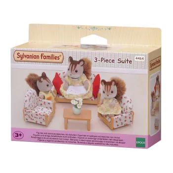 EPOCH Sylvanian Families sedacia súprava z troch častí - obývacia súprava nábytku s pohovkou, kreslami, stolom & vankúšmi
