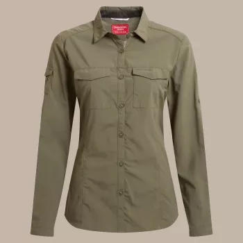 Craghoppers NosiLife Adventure LS Shirt III dámska dlhý rukáv košeľa proti hmyzu, Wild Olive, veľkosť M