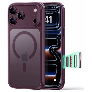 ESR Classic Hybrid MagSafe puzdro pre iPhone 17 Pro Max / 18 Pro Max – matná tmavá burgundská