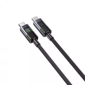 UNITEK USB-C na USB-C kábel s LED indikátorom výkonu 60W PD 480Mbps 1m pletený čierny