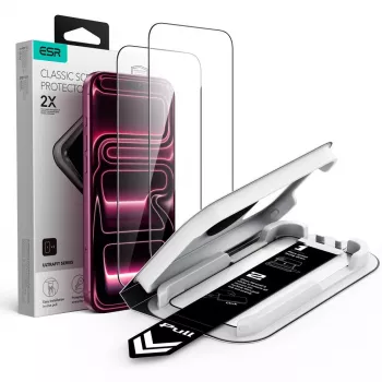 ESR UltraFit Classic tvrdené sklo ochrana displeja 2 balenie pre iPhone 17 Pro Max / 18 Pro Max - čierna