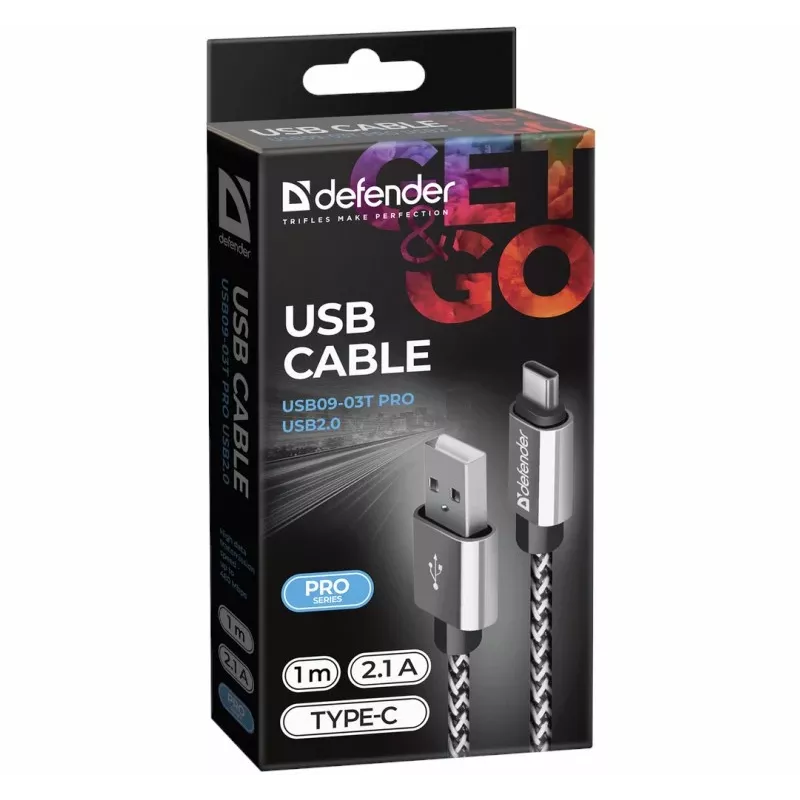 Defender USB-A na USB-C kábel 1,0 m 2,1 A biely