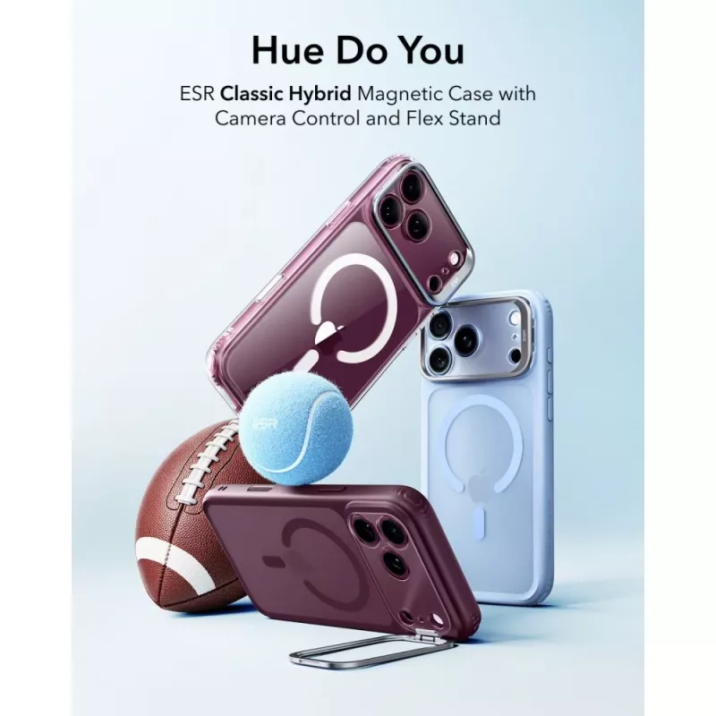 ESR Classic Hybrid Kickstand MagSafe puzdro pre iPhone 17 Pro / 18 Pro - matná tmavobordová