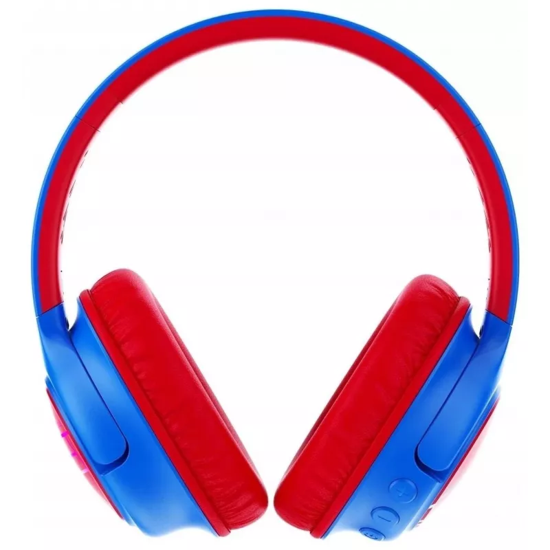 PowerLocus Bobo Kids bezdrôtové slúchadlá, LED, AUX, modrá/červená