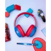 PowerLocus Bobo Kids bezdrôtové slúchadlá, LED, AUX, modrá/červená
