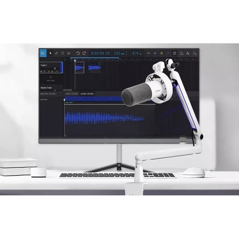 FIFINE T688W dynamický mikrofón s ramenom, USB/XLR, biely