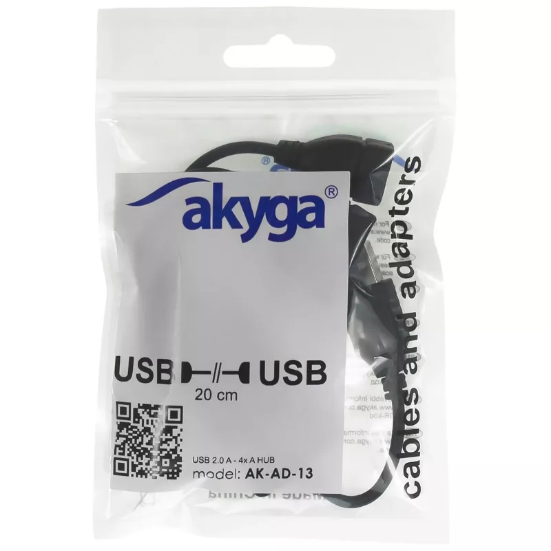 AKYGA AK-AD-13 USB 2.0 4-portový hub, čierny