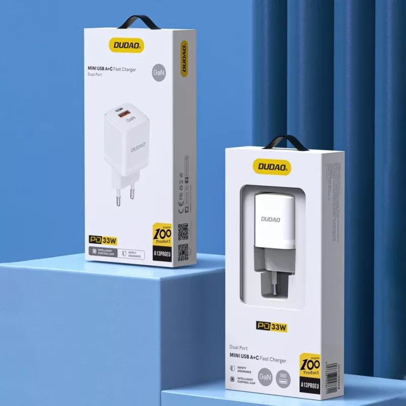 DUDAO A13Pro EU GaN 33W PPS USB-C/USB nástenná nabíjačka - biela