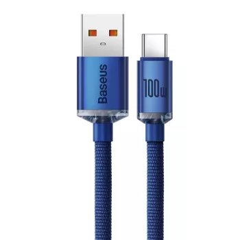 Baseus USB-A na USB-C Crystal Shine kábel 100W 1,2m modrý