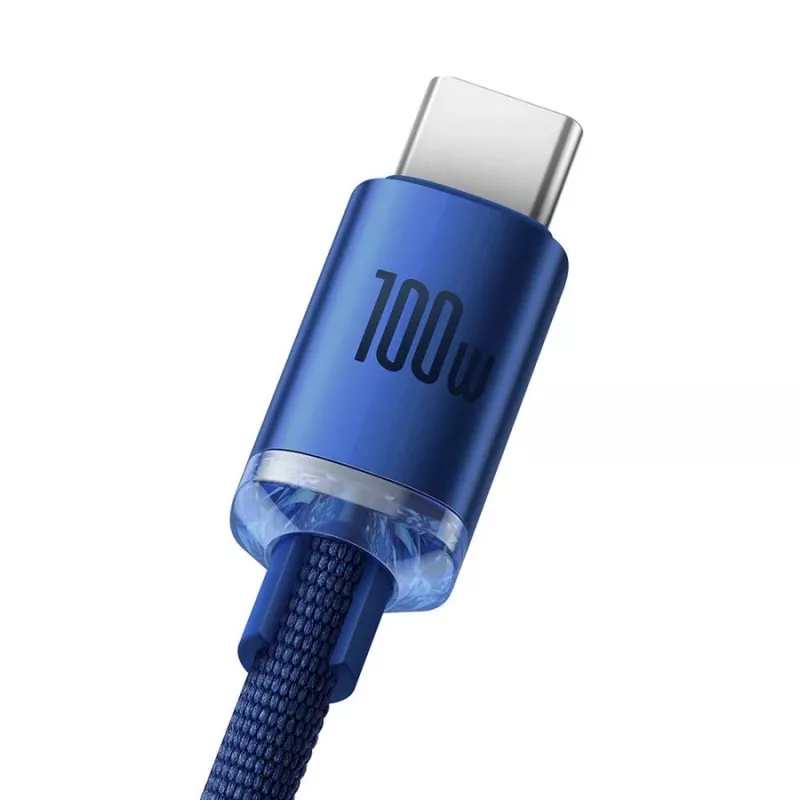 Baseus USB-A na USB-C Crystal Shine kábel 100W 1,2m modrý