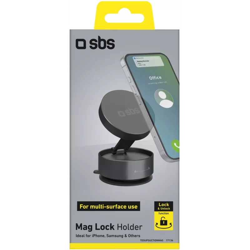 SBS TESUPSUCTIONMAG magnetický prísavný stojan na stôl pre smartfóny, čierny