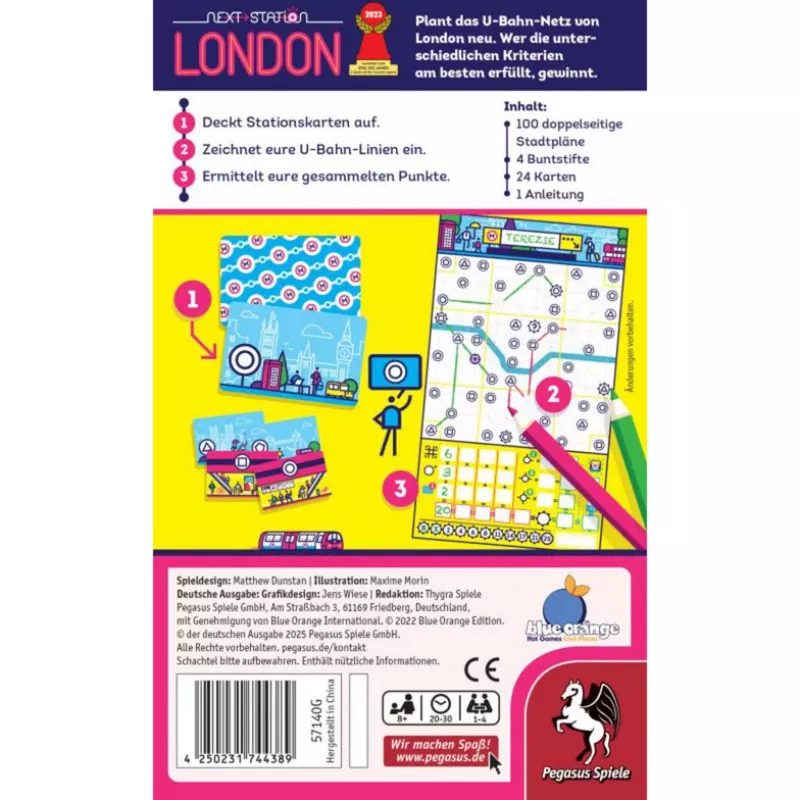 PEGASUS Next Station London – stolová hra Flip-and-Write, 1–4 hráči, od 8 rokov