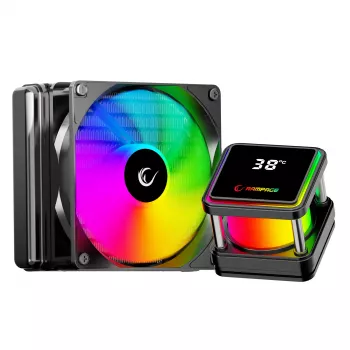 Rampage INFINITE V120 ARGB 120mm kvapalinový chladič CPU s teplotným displejom, čierny