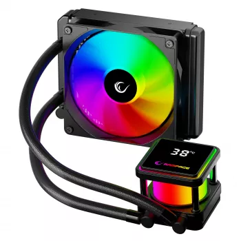 Rampage INFINITE V120 ARGB 120mm kvapalinový chladič CPU s teplotným displejom, čierny