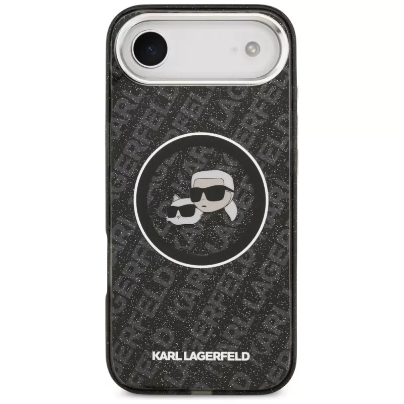 KARL LAGERFELD IML Glitter Karl & Choupette Heads Logo MagSafe puzdro pre iPhone Air, čierne
