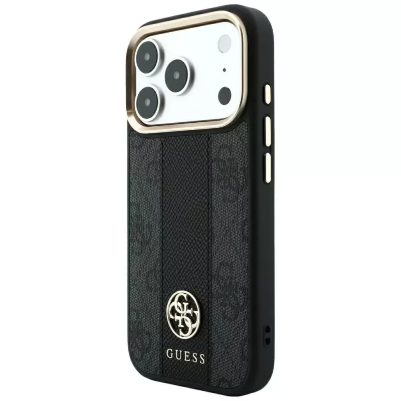 Guess 4G Stripe Round and Classic Logos MagSafe puzdro pre Apple iPhone 18 Pro / 17 Pro - čierna
