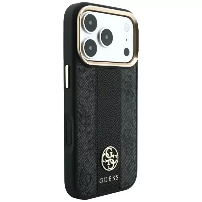 Guess 4G Stripe Round and Classic Logos MagSafe puzdro pre Apple iPhone 18 Pro / 17 Pro - čierna