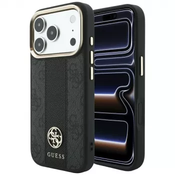 Guess 4G Stripe Round and Classic Logos MagSafe puzdro pre iPhone 18 Pro Max / 17 Pro Max - čierna