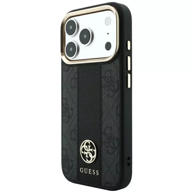 Guess 4G Stripe Round and Classic Logos MagSafe puzdro pre iPhone 18 Pro Max / 17 Pro Max - čierna
