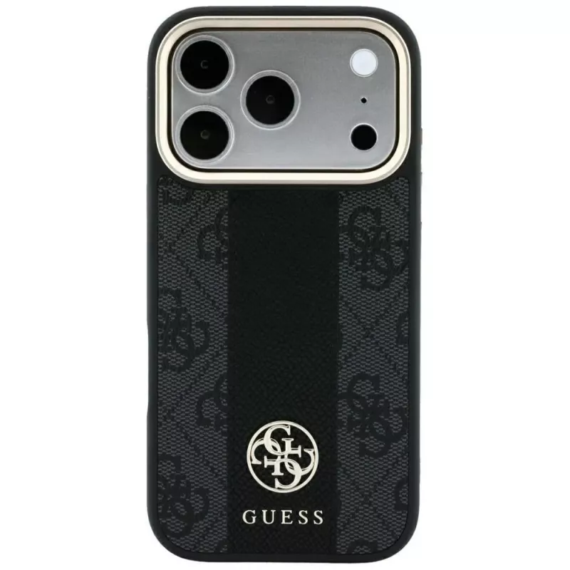 Guess 4G Stripe Round and Classic Logos MagSafe puzdro pre iPhone 18 Pro Max / 17 Pro Max - čierna